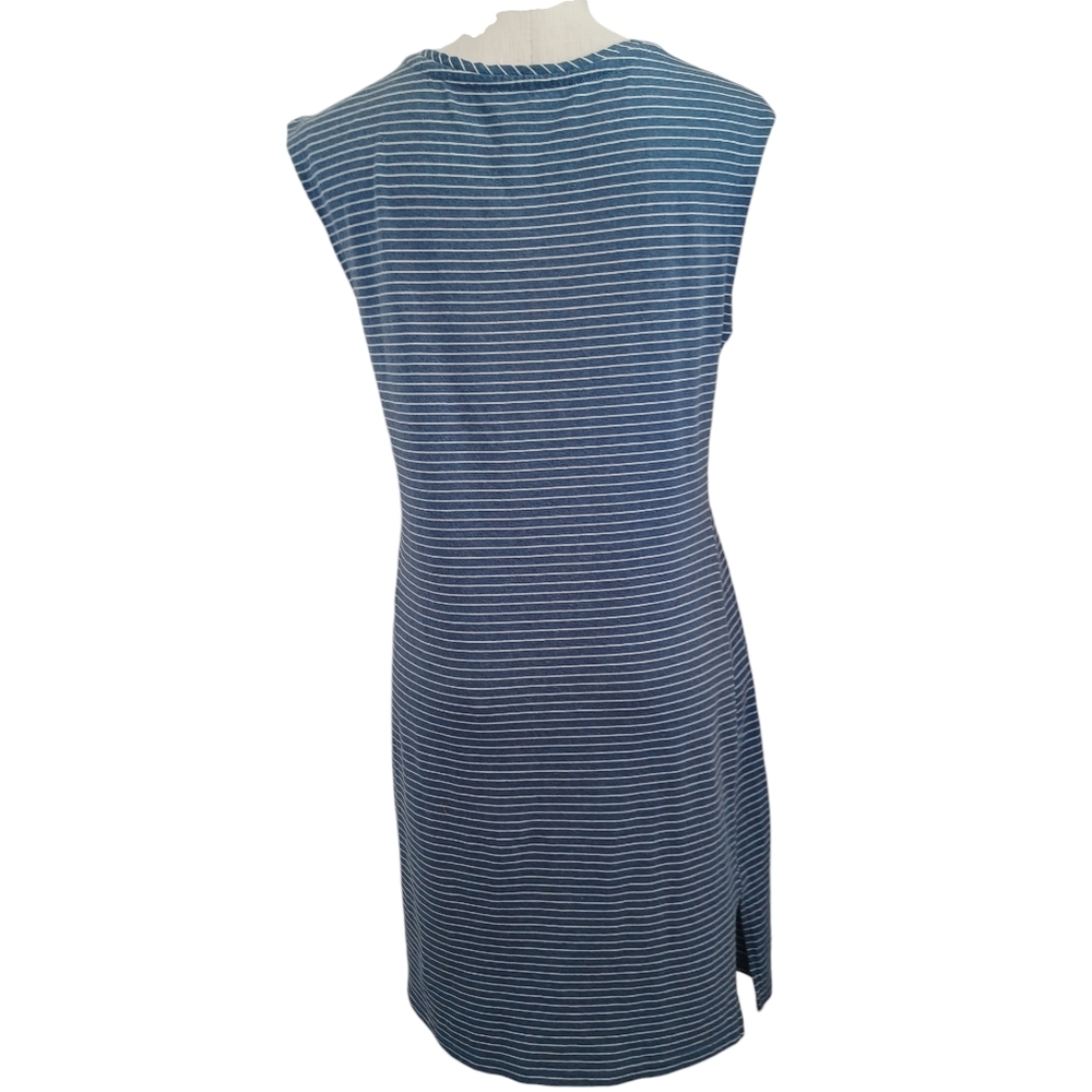 Sundance‎ Dress Blue White Striped Knit Pullover Tee Shirt Style Womens Medium - Picture 12 of 14